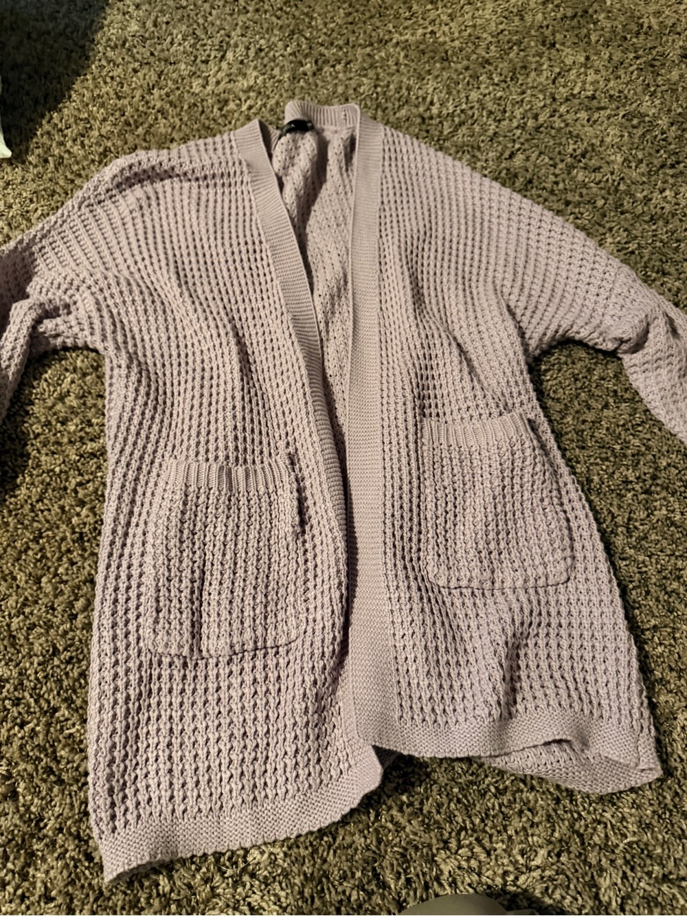 Women’s Open Front Chunky Knit Cardigan - Light purple